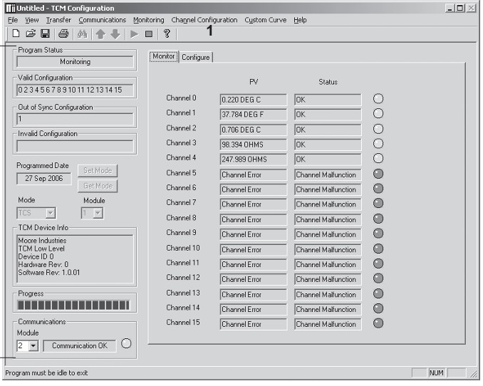 TCM Configuration display